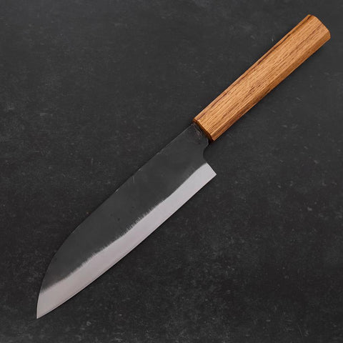 Santoku White Steel #2 Kurouchi Oak Handle 165mm (6.5”)-[Musashi]-[Japanese-Kitchen-Knives]