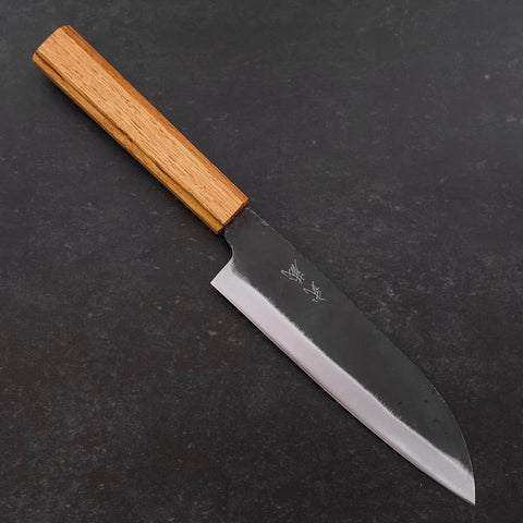 Santoku White Steel #2 Kurouchi Oak Handle 165mm (6.5”)-[Musashi]-[Japanese-Kitchen-Knives]