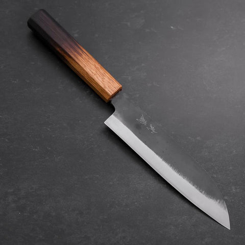 Santoku White Steel #2 Kurouchi Yaki Urushi Handle 165mm (6.5”)-[Musashi]-[Japanese-Kitchen-Knives]