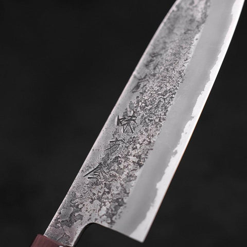 Santoku White Steel #2 Nashiji Stainless Clad Purple Urushi Handle 165mm (6.5”)-[Musashi]-[Japanese-Kitchen-Knives]
