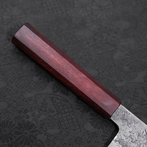 Santoku White Steel #2 Nashiji Stainless Clad Purple Urushi Handle 165mm (6.5”)-[Musashi]-[Japanese-Kitchen-Knives]