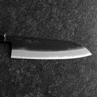 Santoku White Steel #2 Stainless Clad Kurouchi Buffalo Magnolia Handle (Kurigata) 170mm-[Musashi]-[Japanese-Kitchen-Knives]