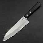 Santoku White Steel #2 Stainless Clad Polished Western Black Handle 170mm (6.7”)-[Musashi]-[Japanese-Kitchen-Knives]