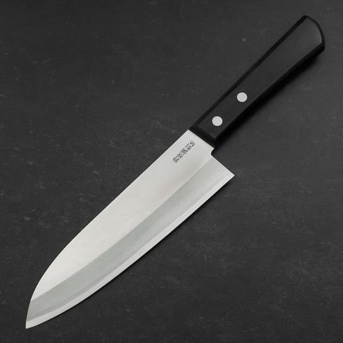 Santoku White Steel #2 Stainless Clad Polished Western Black Handle 170mm (6.7”)-[Musashi]-[Japanese-Kitchen-Knives]