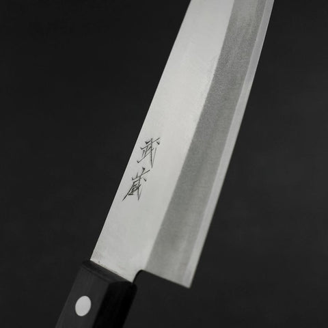 Santoku White Steel #2 Stainless Clad Polished Western Black Handle 170mm (6.7”)-[Musashi]-[Japanese-Kitchen-Knives]