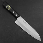 Santoku White Steel #2 Stainless Clad Polished Western Black Handle 170mm (6.7”)-[Musashi]-[Japanese-Kitchen-Knives]