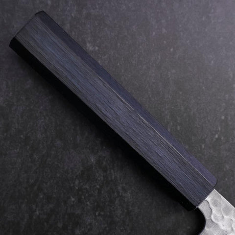 Santoku White Steel #2 Tsuchime Dark Blue Urushi Handle 165mm (6.5”)-[Musashi]-[Japanese-Kitchen-Knives]