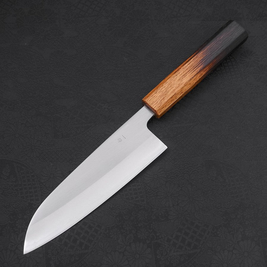 Santoku White Steel #1 Polished Yaki Urushi Handle 165mm-[Musashi]-[Japanese-Kitchen-Knives]