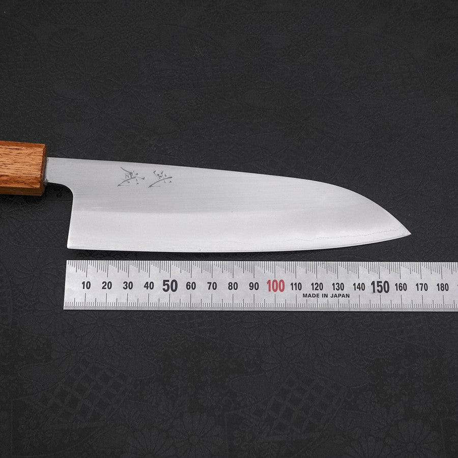 Santoku White Steel #1 Polished Yaki Urushi Handle 165mm-[Musashi]-[Japanese-Kitchen-Knives]