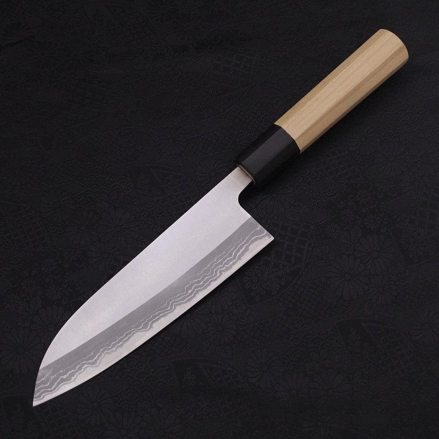 Santoku White steel #2 Damascus Buffalo Magnolia Handle 165mm-White steel #2-Damascus-Japanese Handle-[Musashi]-[Japanese-Kitchen-Knives]