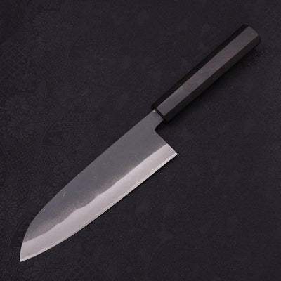 Santoku White steel #2 Kurouchi Chokin Cheetah Buffalo Ebony Handle 170mm-White steel #2-Kurouchi-Japanese Handle-[Musashi]-[Japanese-Kitchen-Knives]