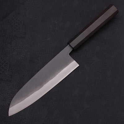 Santoku White steel #2 Kurouchi Chokin Eagle Buffalo Ebony Handle 170mm-White steel #2-Kurouchi-Japanese Handle-[Musashi]-[Japanese-Kitchen-Knives]