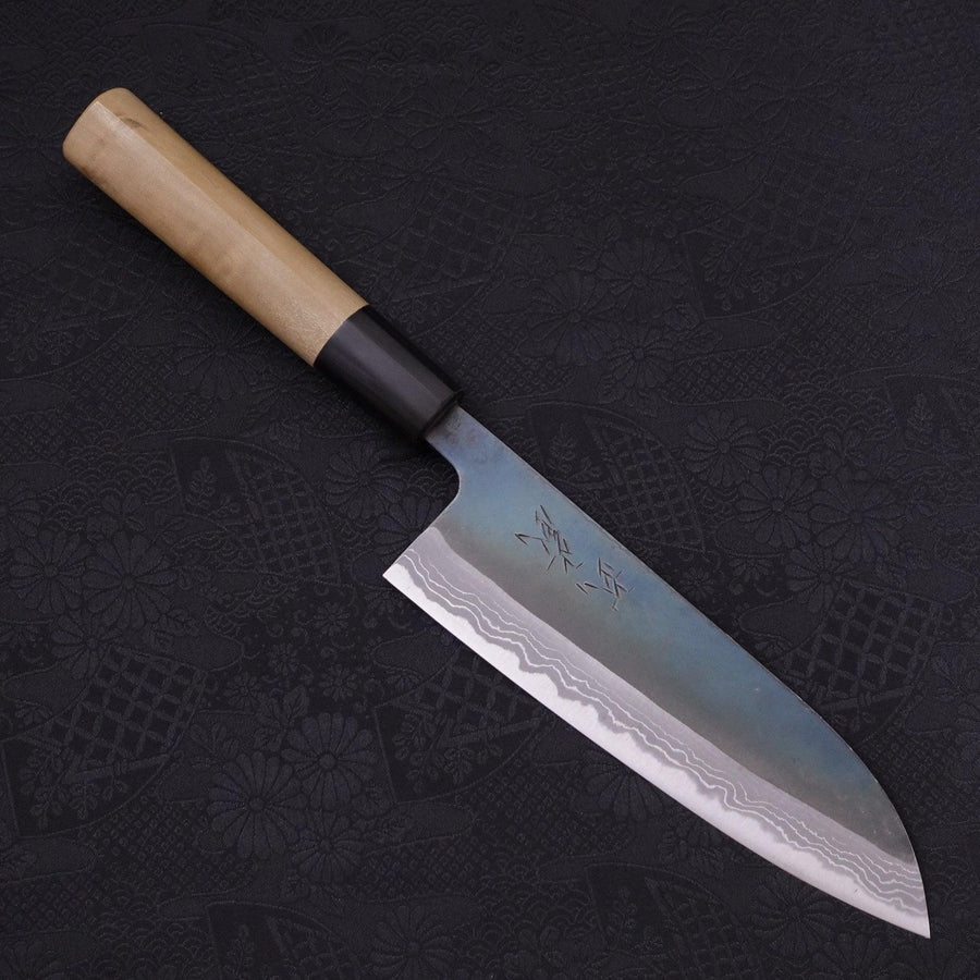 Santoku White steel #2 Kurouchi Damascus Buffalo Magnolia Handle 165mm-White steel #2-Kurouchi-Japanese Handle-[Musashi]-[Japanese-Kitchen-Knives]