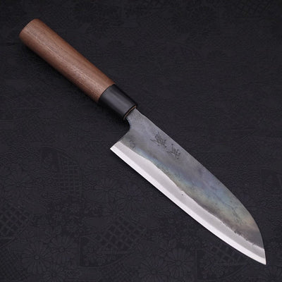 Santoku White steel #2 Kurouchi Walnut Handle 165mm-White steel #2-Kurouchi-Japanese Handle-[Musashi]-[Japanese-Kitchen-Knives]