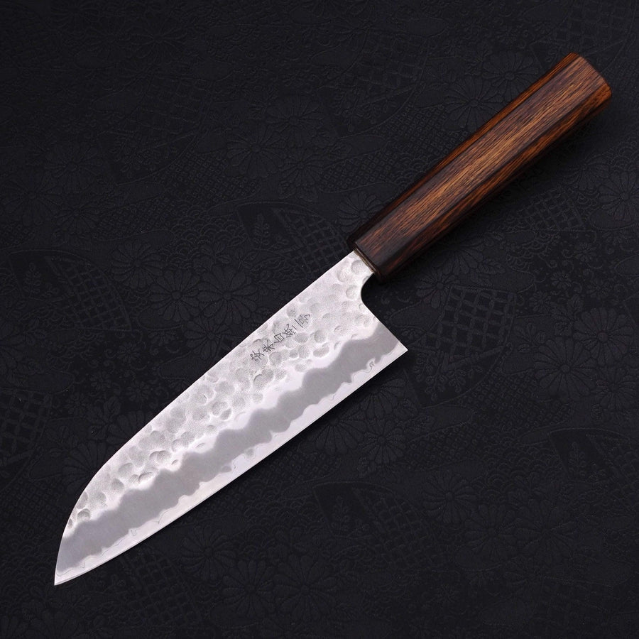 Santoku White steel #2 Tsuchime Sumi Urushi Handle 165mm-White steel #2-Tsuchime-Japanese Handle-[Musashi]-[Japanese-Kitchen-Knives]