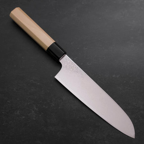 Santoku ZA-18 Damascus Buffalo Magnolia Handle 180mm (7”)-[Musashi]-[Japanese-Kitchen-Knives]
