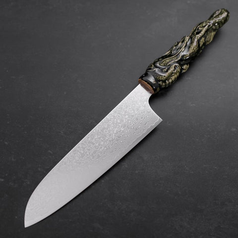 Santoku ZA-18 Damascus Ceramics Dragon Handle 180mm (7”)-[Musashi]-[Japanese-Kitchen-Knives]