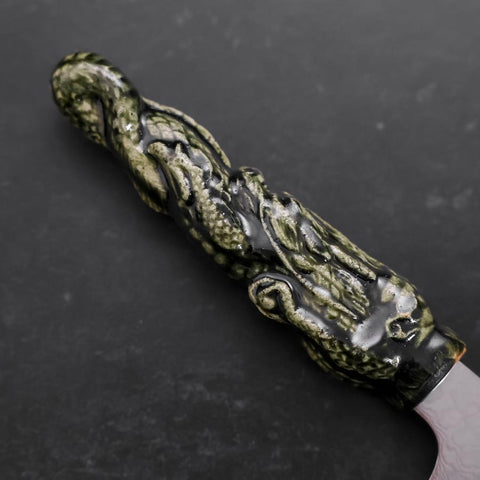 Santoku ZA-18 Damascus Ceramics Dragon Handle 180mm (7”)-[Musashi]-[Japanese-Kitchen-Knives]