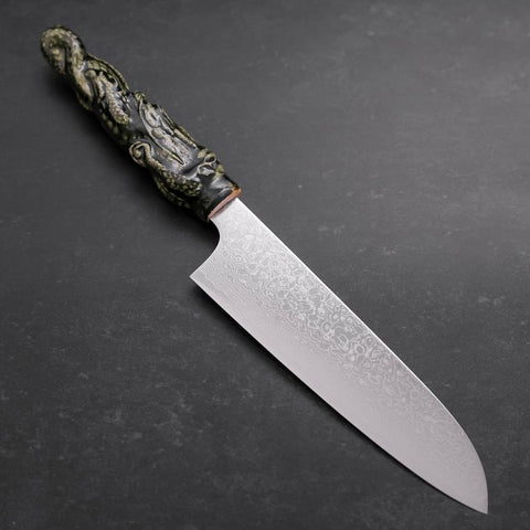 Santoku ZA-18 Damascus Ceramics Dragon Handle 180mm (7”)-[Musashi]-[Japanese-Kitchen-Knives]