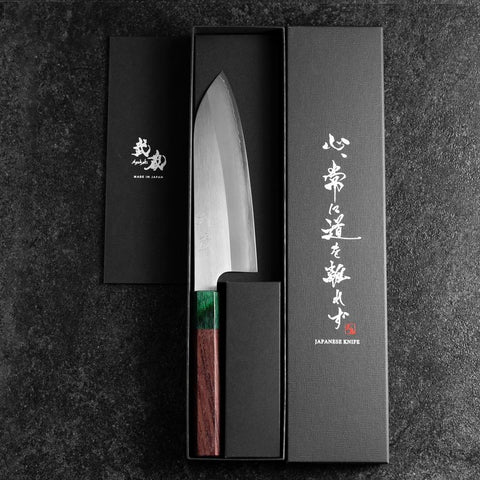 Santoku ZDP-189 Polished Green Shitan Handle 165mm-[Musashi]-[Japanese-Kitchen-Knives]