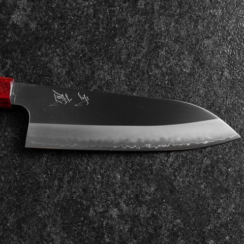 Santoku ZDP-189 Polished Red Shitan Handle 165mm-[Musashi]-[Japanese-Kitchen-Knives]