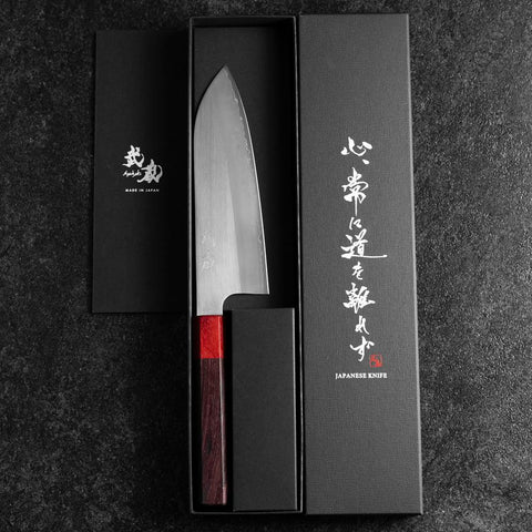 Santoku ZDP-189 Polished Red Shitan Handle 165mm-[Musashi]-[Japanese-Kitchen-Knives]