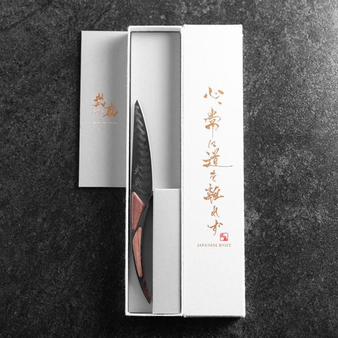 Steak knife VG-10 Mirror Damascus Maple Handle 100mm - Black-[Musashi]-[Japanese-Kitchen-Knives]