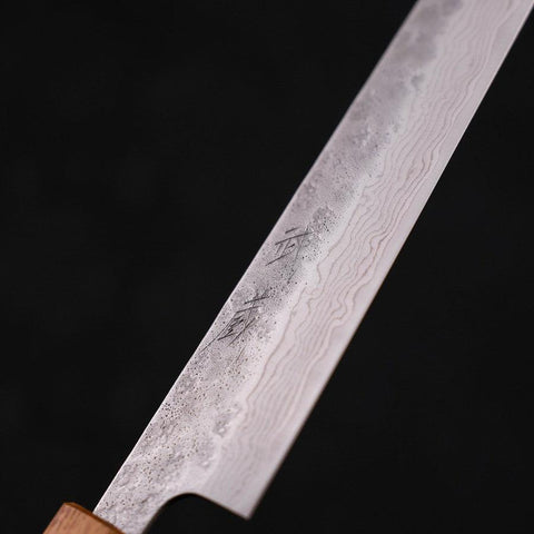 Sujihiki 440C Nashiji Damascus Yaki Urushi Handle 240mm-[Musashi]-[Japanese-Kitchen-Knives]