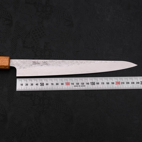 Sujihiki 440C Nashiji Damascus Yaki Urushi Handle 240mm-[Musashi]-[Japanese-Kitchen-Knives]