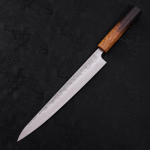 Sujihiki AUS-10 Nashiji Damascus Yaki Urushi Handle 240mm (9.4”)-[Musashi]-[Japanese-Kitchen-Knives]