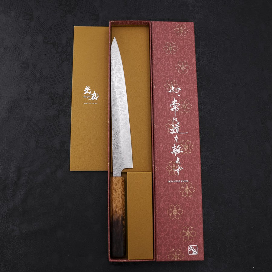 Sujihiki AUS-10 Nashiji Damascus Yaki Urushi Handle 240mm (9.4