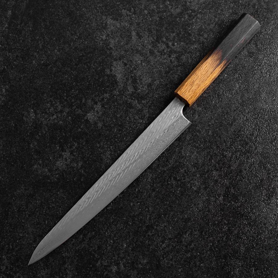 Sujihiki AUS-10 Nawame Damascus Yaki Urushi Handle 240mm-[Musashi]-[Japanese-Kitchen-Knives]