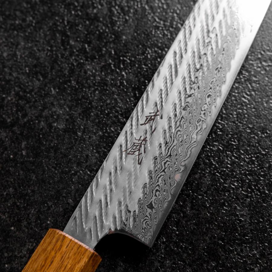 Sujihiki AUS-10 Nawame Damascus Yaki Urushi Handle 240mm-[Musashi]-[Japanese-Kitchen-Knives]