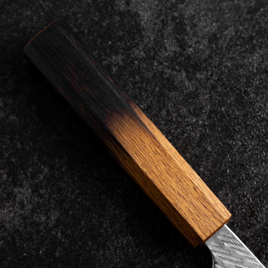 Sujihiki AUS-10 Nawame Damascus Yaki Urushi Handle 240mm-[Musashi]-[Japanese-Kitchen-Knives]