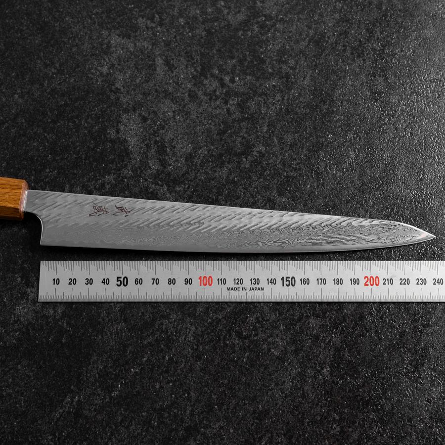 Sujihiki AUS-10 Nawame Damascus Yaki Urushi Handle 240mm-[Musashi]-[Japanese-Kitchen-Knives]