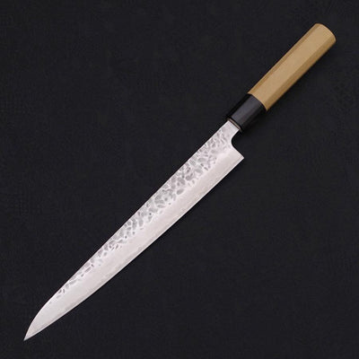 Sujihiki AUS-10 Tsuchime Damascus Buffalo Magnolia Handle 240mm-AUS-10-Damascus-Japanese Handle-[Musashi]-[Japanese-Kitchen-Knives]