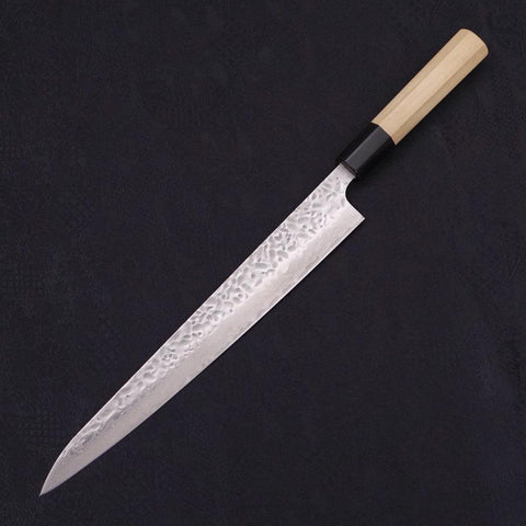 Sujihiki AUS-10 Tsuchime Damascus Buffalo Magnolia Handle 270mm (10.6”)-[Musashi]-[Japanese-Kitchen-Knives]