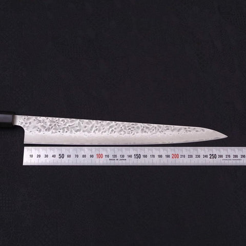 Sujihiki AUS-10 Tsuchime Damascus Buffalo Magnolia Handle 270mm (10.6”)-[Musashi]-[Japanese-Kitchen-Knives]