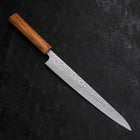 Sujihiki AUS-10 Tsuchime Damascus Oak Handle 240mm (9.4”)-[Musashi]-[Japanese-Kitchen-Knives]