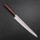 Sujihiki AUS-10 Tsuchime Damascus Purple Urushi Handle 240mm (9.4”)-[Musashi]-[Japanese-Kitchen-Knives]