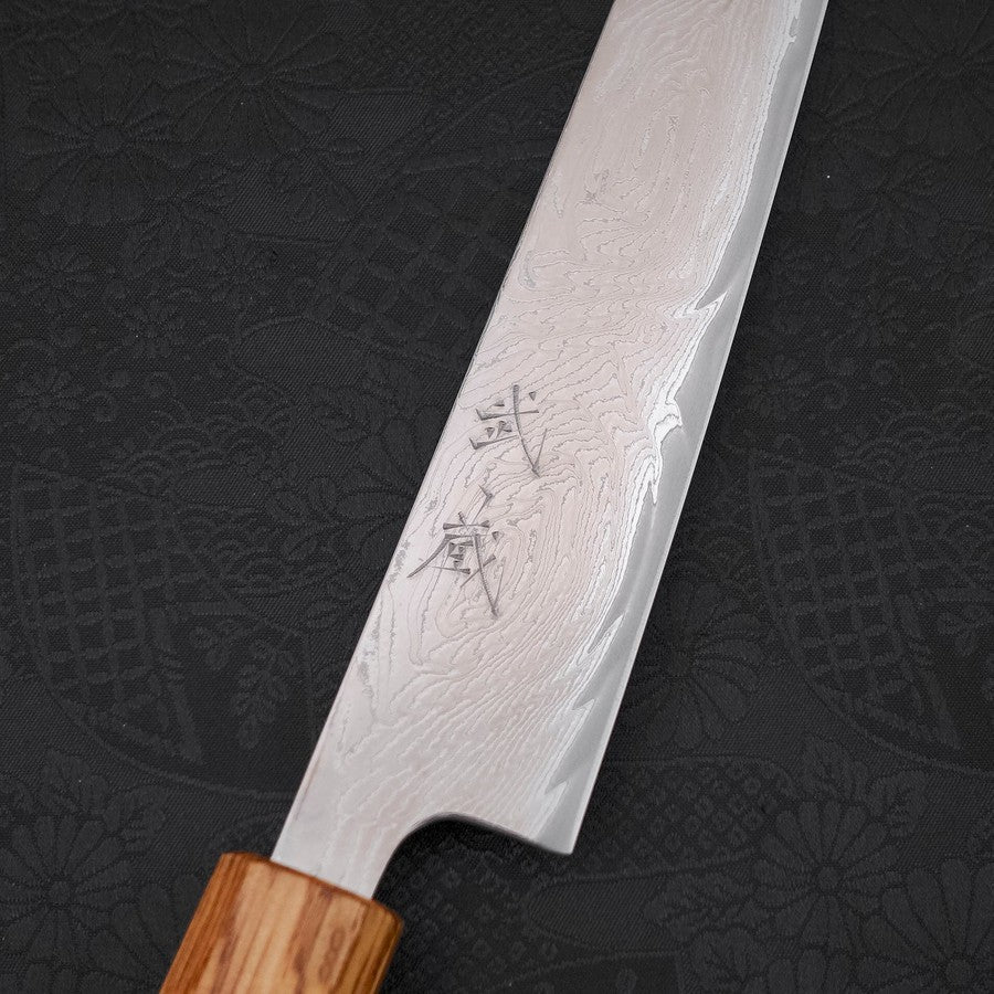 筋引き AUS-10 渦浪ダマスカス 焼漆柄 240mm – MUSASHI