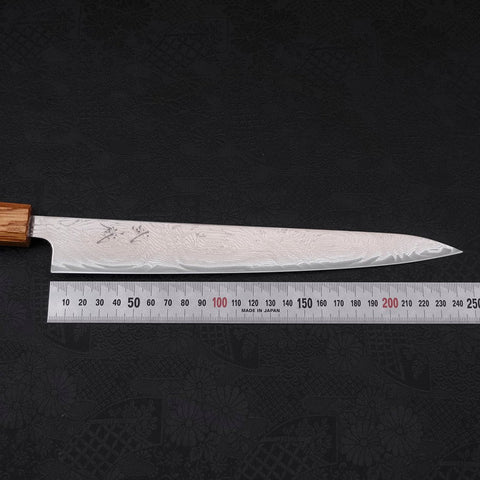 Sujihiki AUS-10 Wave Damascus Yaki Urushi Handle 240mm (9.4”)-[Musashi]-[Japanese-Kitchen-Knives]