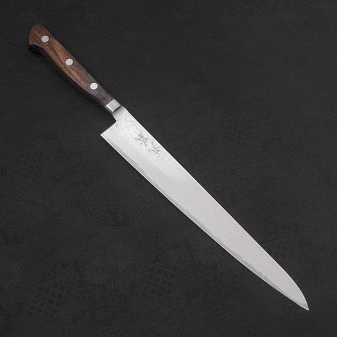 Sujihiki AUS-10 Wave Nickel Damascus Western Handle 240mm (9.4”)-[Musashi]-[Japanese-Kitchen-Knives]