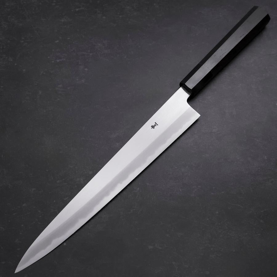 筋引き 青紙2号 黒打 ダマスカス 黒檀水牛柄 210mm – MUSASHI
