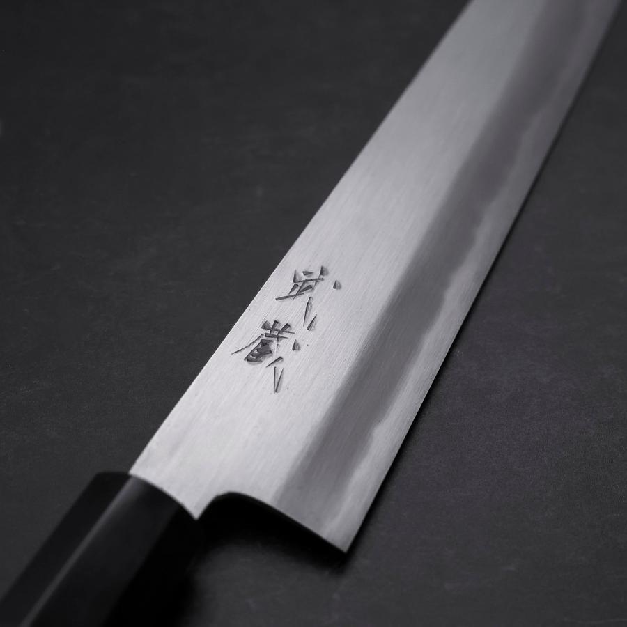 筋引き 青紙2号 黒打 ダマスカス 黒檀水牛柄 210mm – MUSASHI