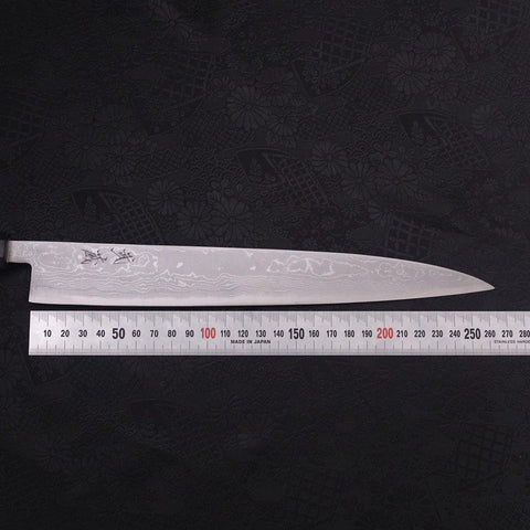 Sujihiki Blue Steel #2 Damascus Buffalo Ebony Handle 270mm (10.6”)-[Musashi]-[Japanese-Kitchen-Knives]