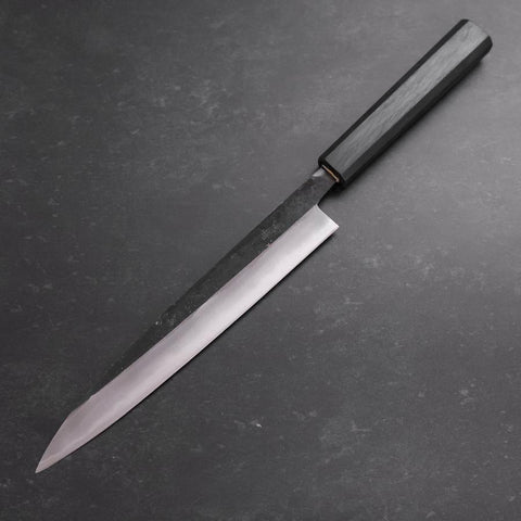 Sujihiki Blue Steel #2 Kurouchi Dark Blue Urushi Handle 210mm (8.3”)-[Musashi]-[Japanese-Kitchen-Knives]
