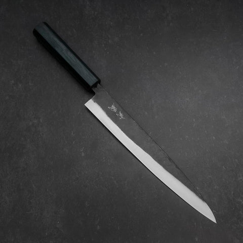 Sujihiki Blue Steel #2 Kurouchi Dark Blue Urushi Handle 240mm (9.4”)-[Musashi]-[Japanese-Kitchen-Knives]