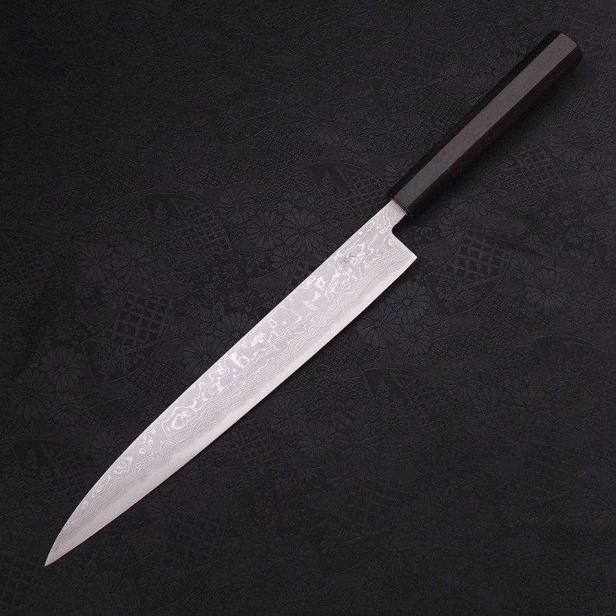 Sujihiki Blue steel #2 Damascus Buffalo Ebony Handle 270mm-Blue steel #2-Damascus-Japanese Handle-[Musashi]-[Japanese-Kitchen-Knives]
