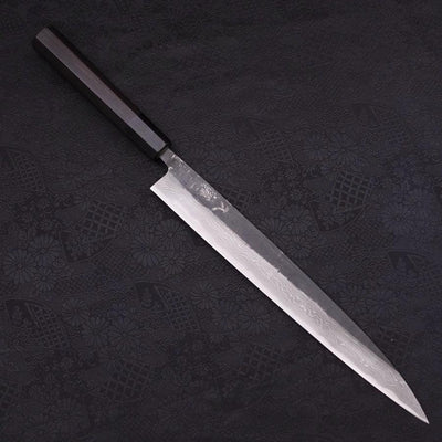 Sujihiki Blue steel #2 Kurouchi Damascus Buffalo Ebony Handle 270mm-Blue steel #2-Damascus-Japanese Handle-[Musashi]-[Japanese-Kitchen-Knives]
